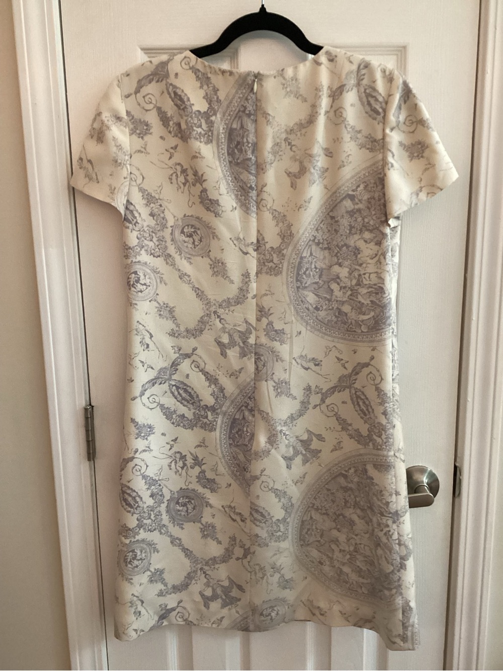KAY UNGER Silk Short Sleeve Toile de Jouy Print Dress Size 4 - Picture 3 of 7